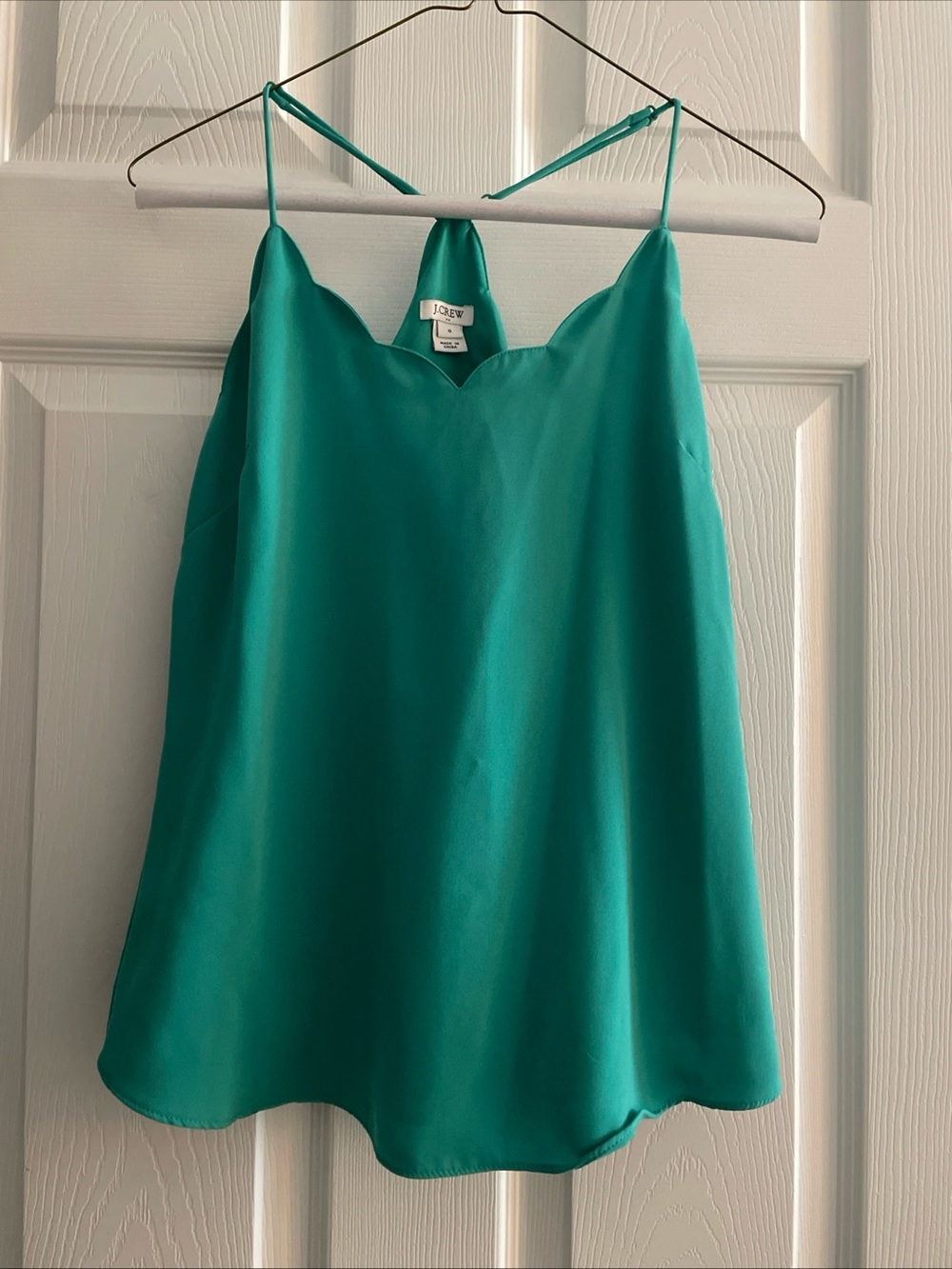 J. Crew Green Scallop Neck Camisole